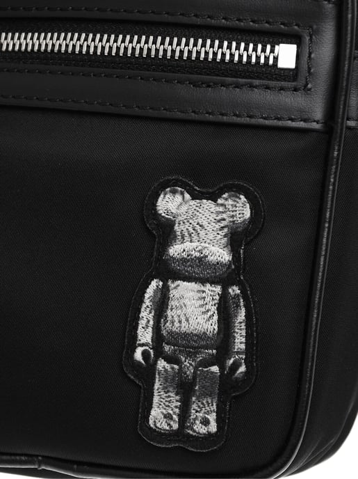 Nylon BEARBRICK Crossbody Bag with Leather Trims in Black - Image 5