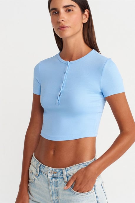 Slim Fit Cropped Blouse Met Knopen - Image 3