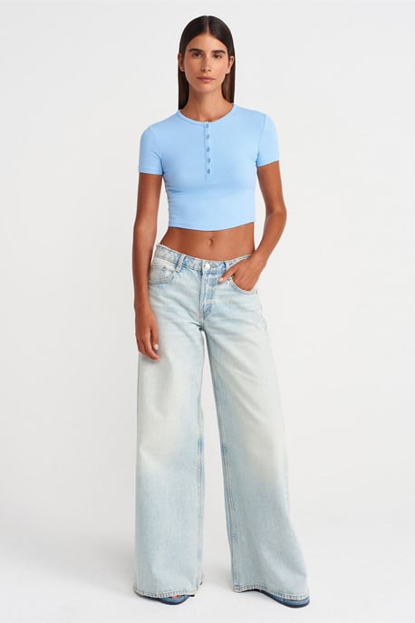 Slim Fit Cropped Blouse Met Knopen - Image 4
