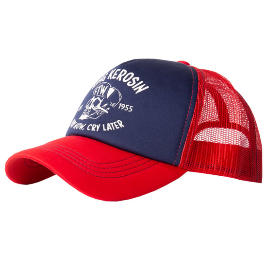 King Kerosin Herren Trucker Cap mit kontrastfarbenem Print Pray now. cray later - Image 1