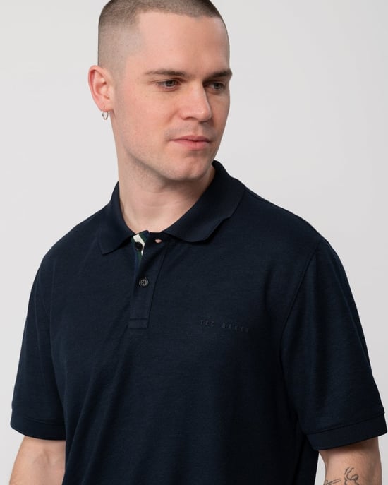 Karty Short Sleeve Polo Shirt in Navy - Image 3
