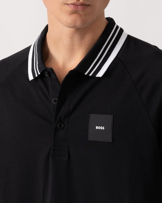 Paddy Rib Polo Shirt in Black - Image 3
