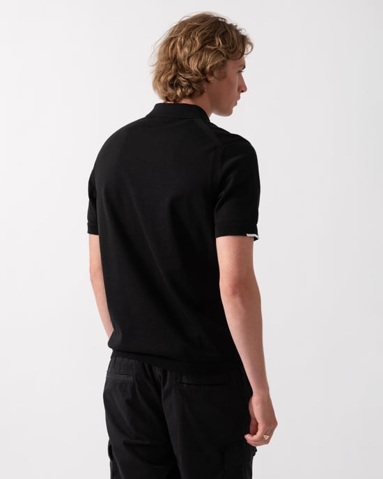 Regular Fit Short Sleeve Logo Detail Polo Shirt in Black - Image 2
