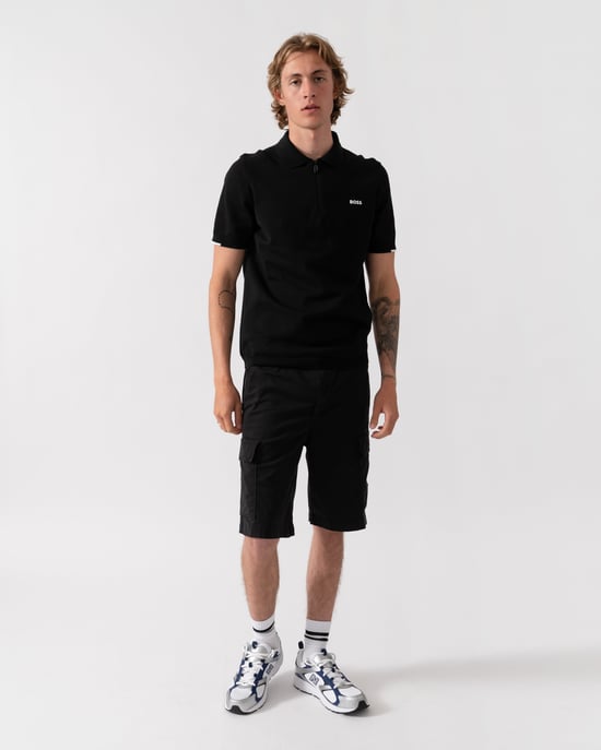 Regular Fit Short Sleeve Logo Detail Polo Shirt in Black - Image 4