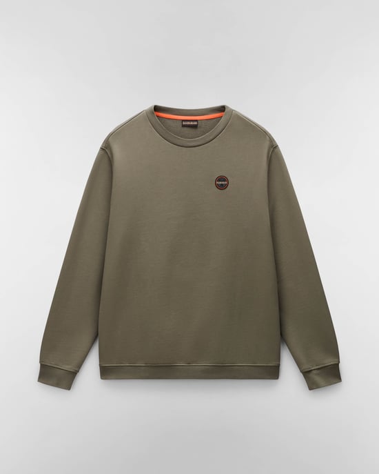 Badge Crew Neck Sweatshirt in Olive - Image 3
