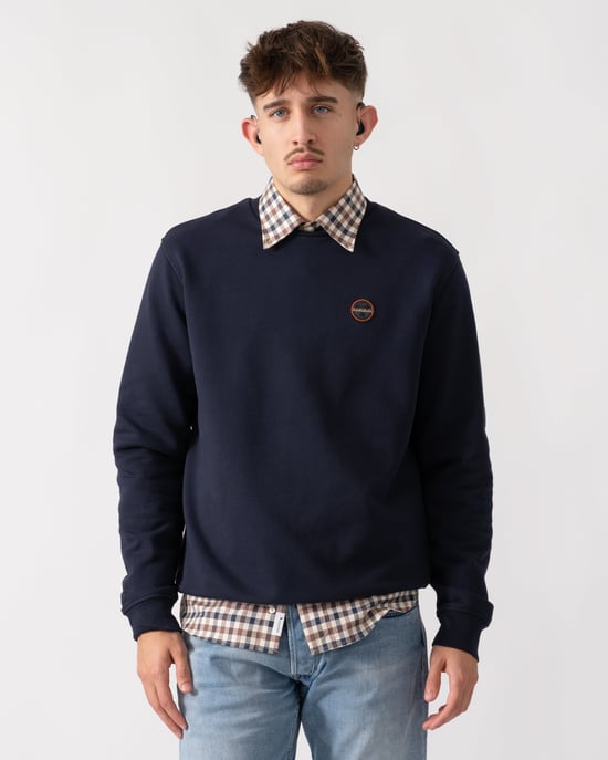 Badge Crew Neck Sweatshirt in Dark_Navy - Image 1