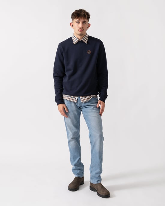 Badge Crew Neck Sweatshirt in Dark_Navy - Image 5