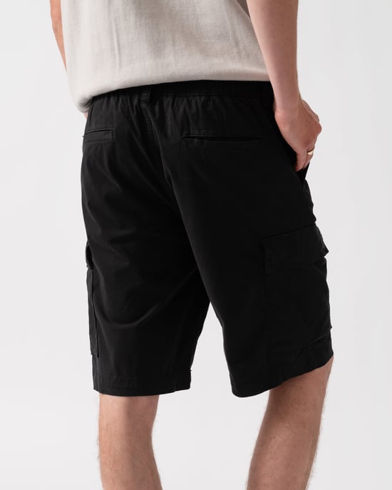 Logo Detail Cargo Shorts in Black - Image 3