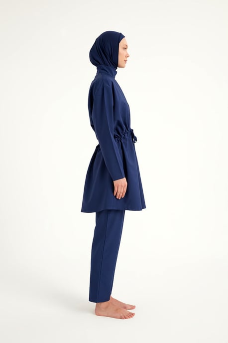 Andalus Burkini-set met volledige dekking en kleurrijke ruches aan de voorkant - Image 4