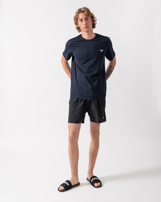 Short Sleeve Logo Detail T-Shirt in Navy - Image 4