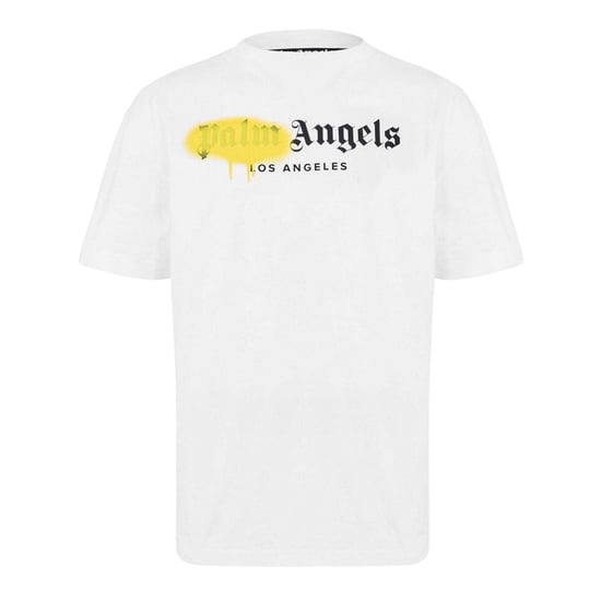 Palm Angels Unisex T-shirt voor volwassenen met Londen-spuitverfprint (Wit/Geel) - Image 1