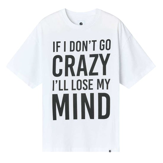 Pretty Green Mens If I Don´t Go Crazy Lettering Regular T-Shirt (White) - Image 2