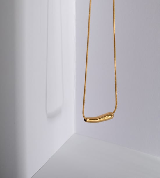 Gold Plated PVD Waterproof Stainless Steel Tube & Chain Everyday Necklace - Image 4