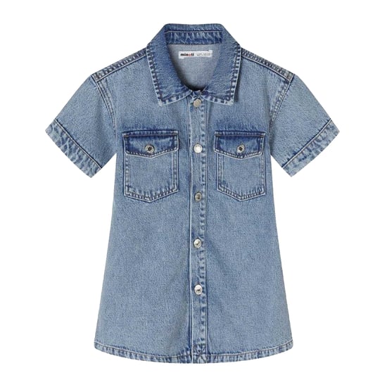 Minoti Denim jurk met korte mouwen voor meisjes (Blauw) - Image 2