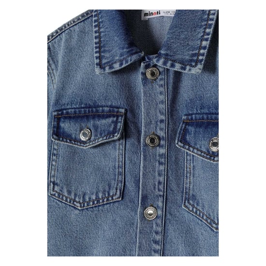 Minoti Denim jurk met korte mouwen voor meisjes (Blauw) - Image 4