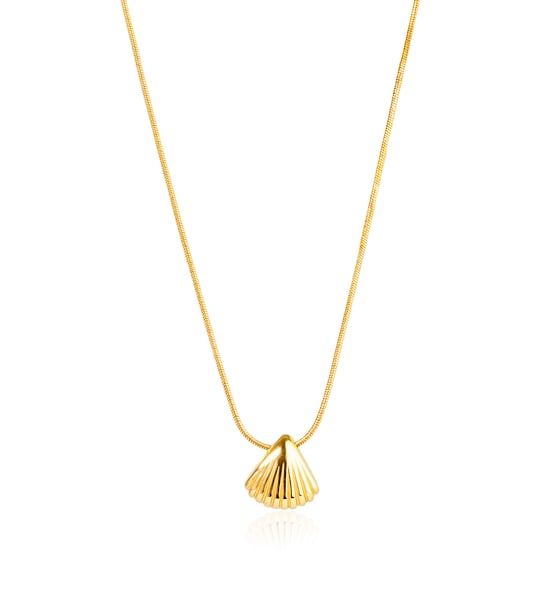 Gold Plated PVD Waterproof Waterproof Stainless Steel Shell Necklace Set - Image 4