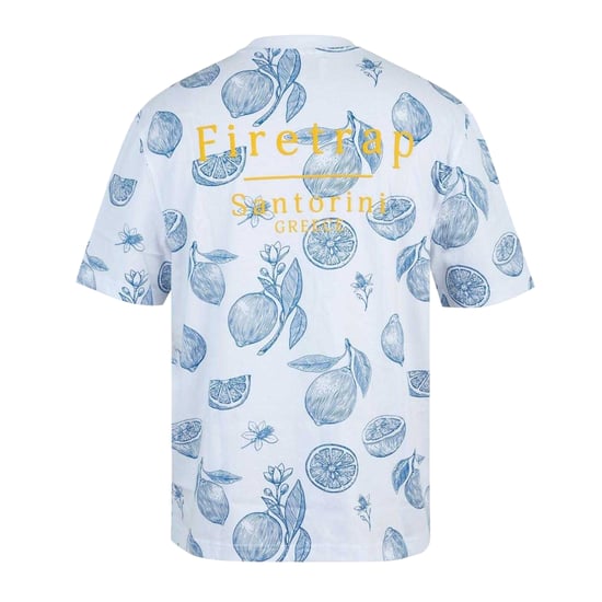 Firetrap Mens Lemon All-Over Print Oversized T-Shirt (White) - Image 2
