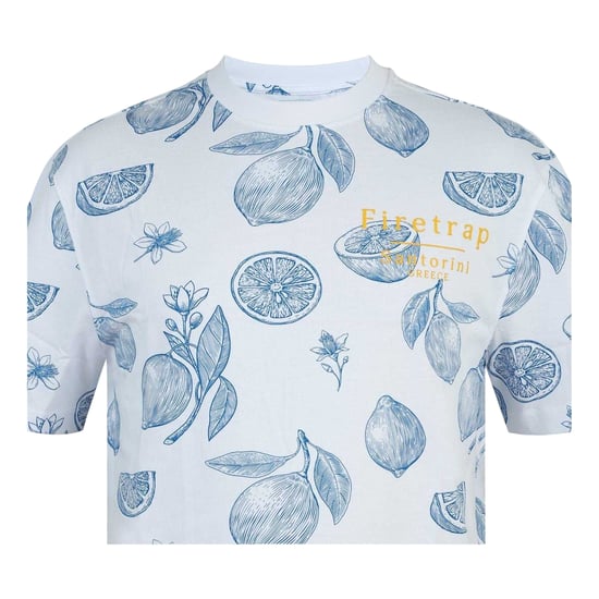 Firetrap Mens Lemon All-Over Print Oversized T-Shirt (White) - Image 3