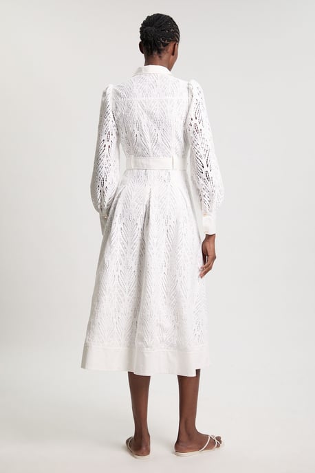 Cotton Cutwork Woven Shirt Midi Dress - Image 3