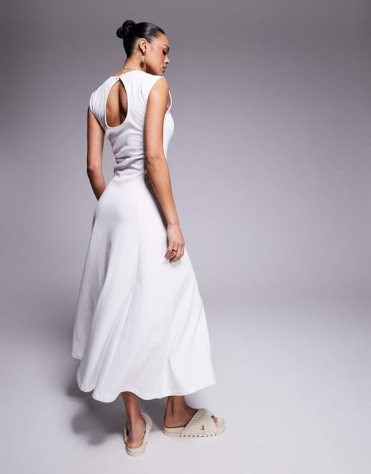 ASOS Design cotton sleeveless midi sundress in white - Image 2