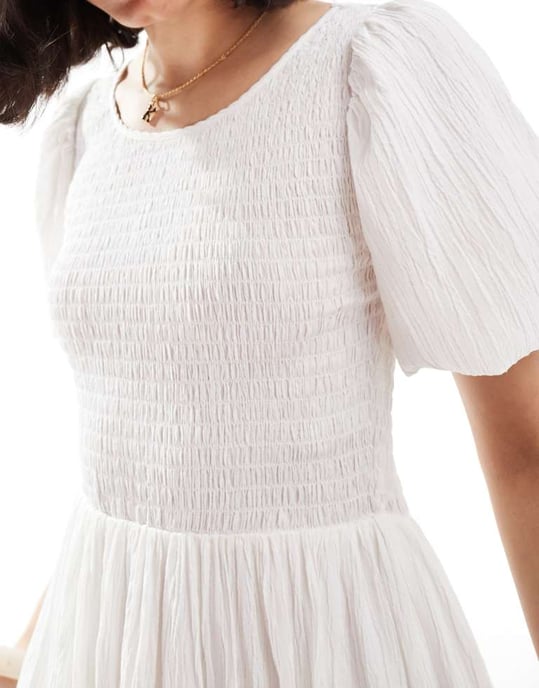 Threadbare puff sleeve midi dress in white - Image 4