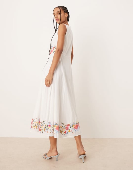 Nobody's Child Terra embroidered midi dress in white - Image 2