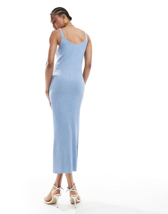 ONLY Tall knitted midaxi dress in light blue - Image 2