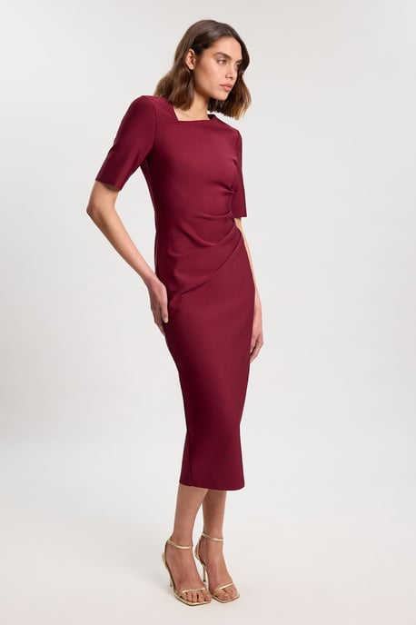 Petite Bandage Asymmetric Long Sleeve Midi Dress - Image 4