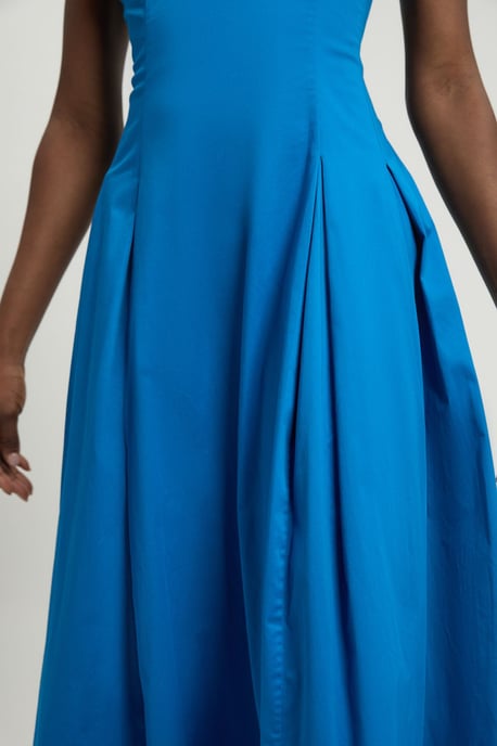 Cotton Sateen V Neck Maxi Dress - Image 2
