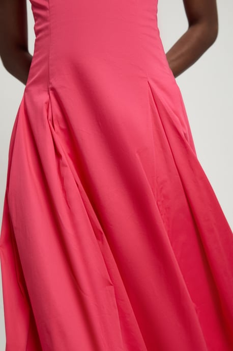 Cotton Sateen V Neck Maxi Dress - Image 2