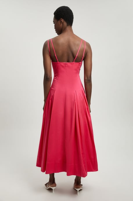 Cotton Sateen V Neck Maxi Dress - Image 3