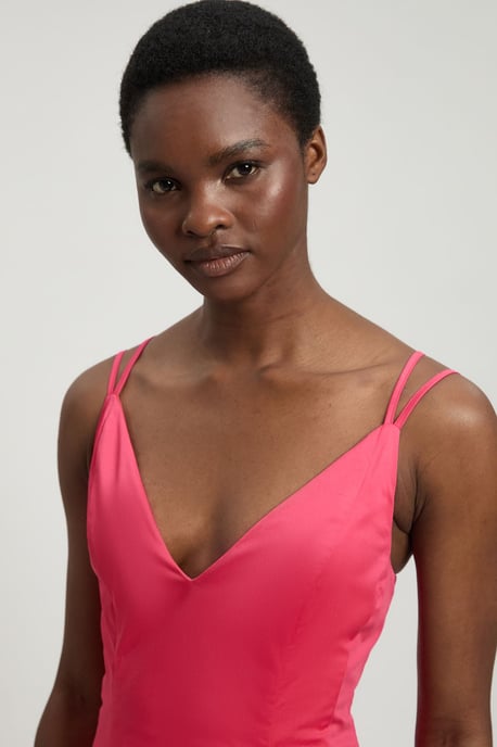 Cotton Sateen V Neck Maxi Dress - Image 4