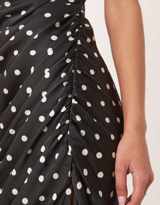 Abercrombie & Fitch cowl neck drape maxi dress in black dot - Image 3