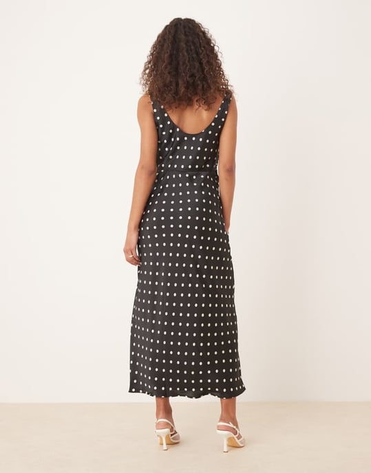 Abercrombie & Fitch cowl neck drape maxi dress in black dot - Image 4