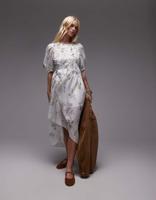 Allsaints serene dress in laci ecru white - Image 1
