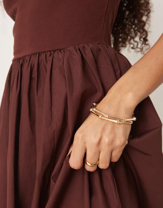 Nobody's Child Colorado square neck midi dress in brown - Image 4