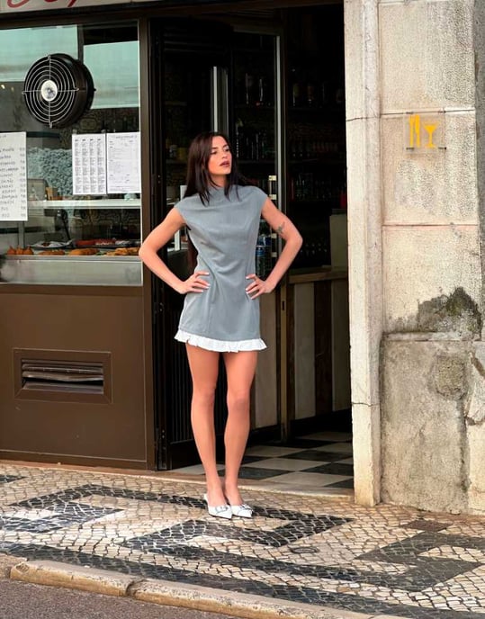 Labelrail x Barbara Ines fitted scuplted mini shift dress in grey - Image 1