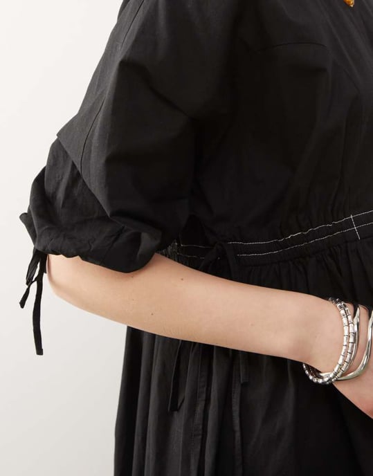 COLLUSION smock mini summer dress in black - Image 3