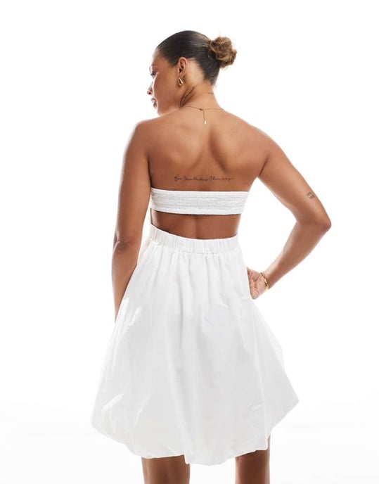 ONLY bubble hem bandeau mini dress in white - Image 4