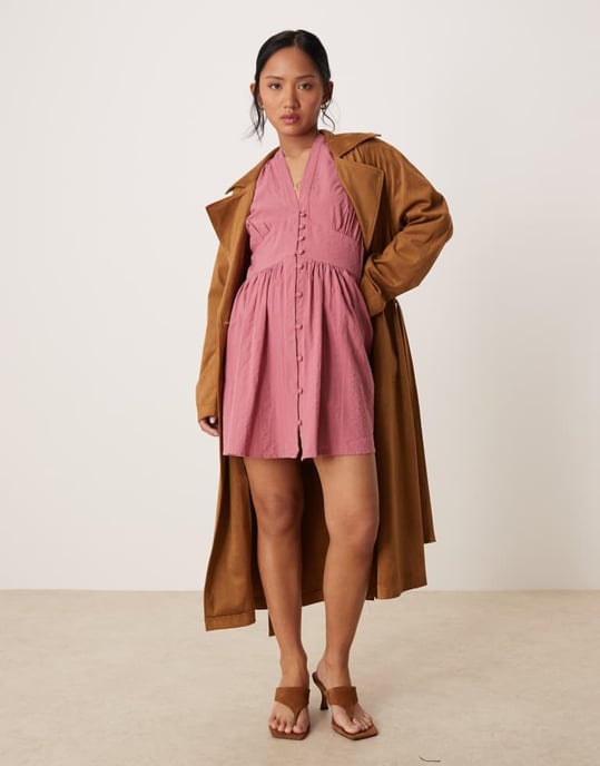 Nobody's Child Petite Starlight long sleeve mini dress in pink - Image 2