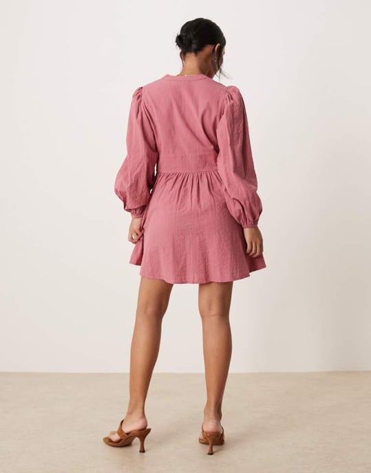 Nobody's Child Petite Starlight long sleeve mini dress in pink - Image 3