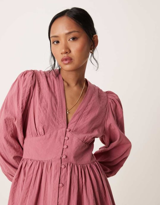 Nobody's Child Petite Starlight long sleeve mini dress in pink - Image 4