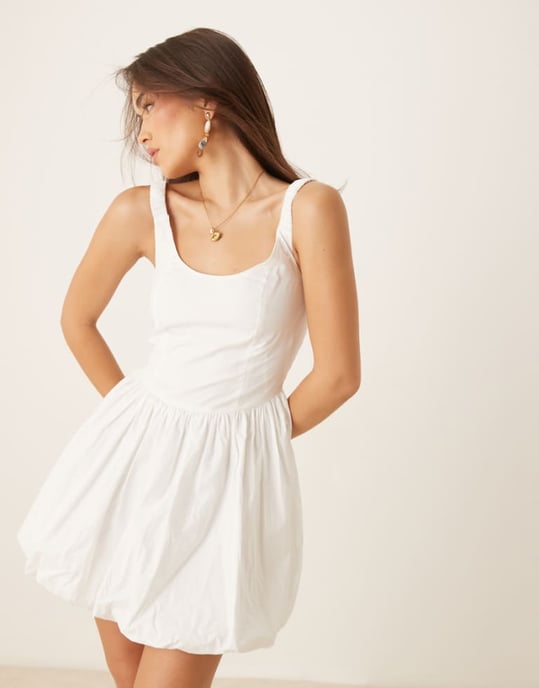 Nobody's Child Loie structured puffball mini dress in white - Image 1
