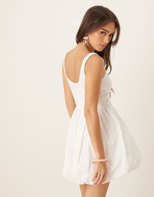 Nobody's Child Loie structured puffball mini dress in white - Image 3