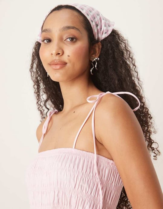 ASOS DESIGN shirred bust cotton poplin mini dress in icy pink - Image 3