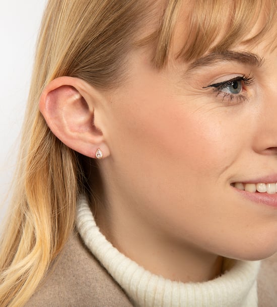 Gold Plated Cubic Zirconia Tear Shape Earrings With Bauble Novelty Box - Image 3