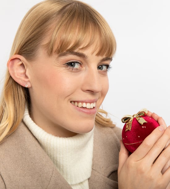 Gold Plated Cubic Zirconia Tear Shape Earrings With Bauble Novelty Box - Image 5