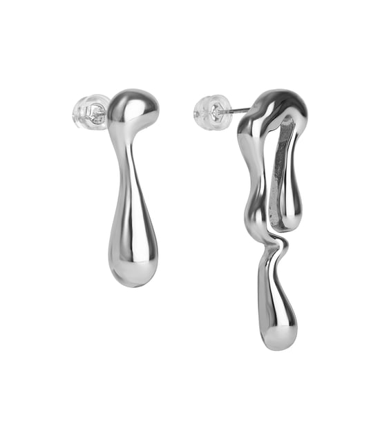 Stainless Steel Waterproof Molten Drop Earrings - Image 4