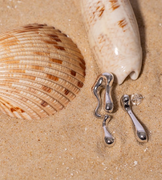 Stainless Steel Waterproof Molten Drop Earrings - Image 5