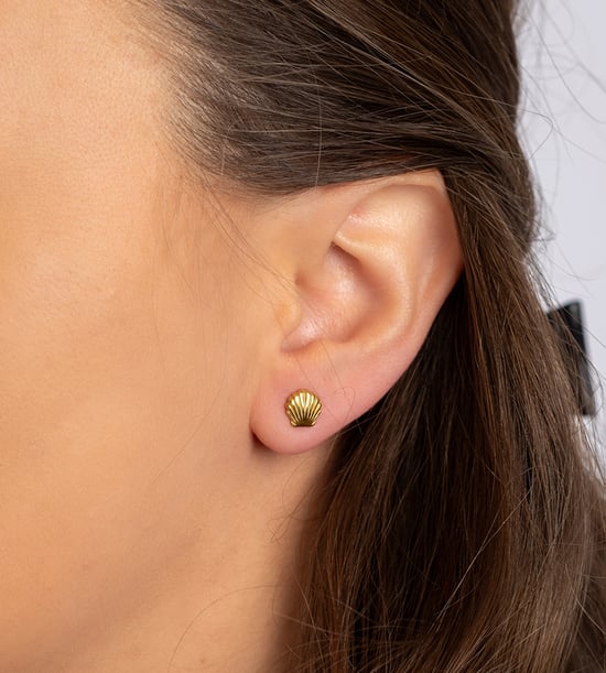 Gold Plated PVD Waterproof Stainless Steel Shell Studs - Image 2